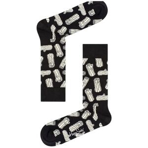 HAPPY SOCKS Men's Log Cotton Crew B&W Socks, Black Sz 8-12. NWT MSRP $16‎